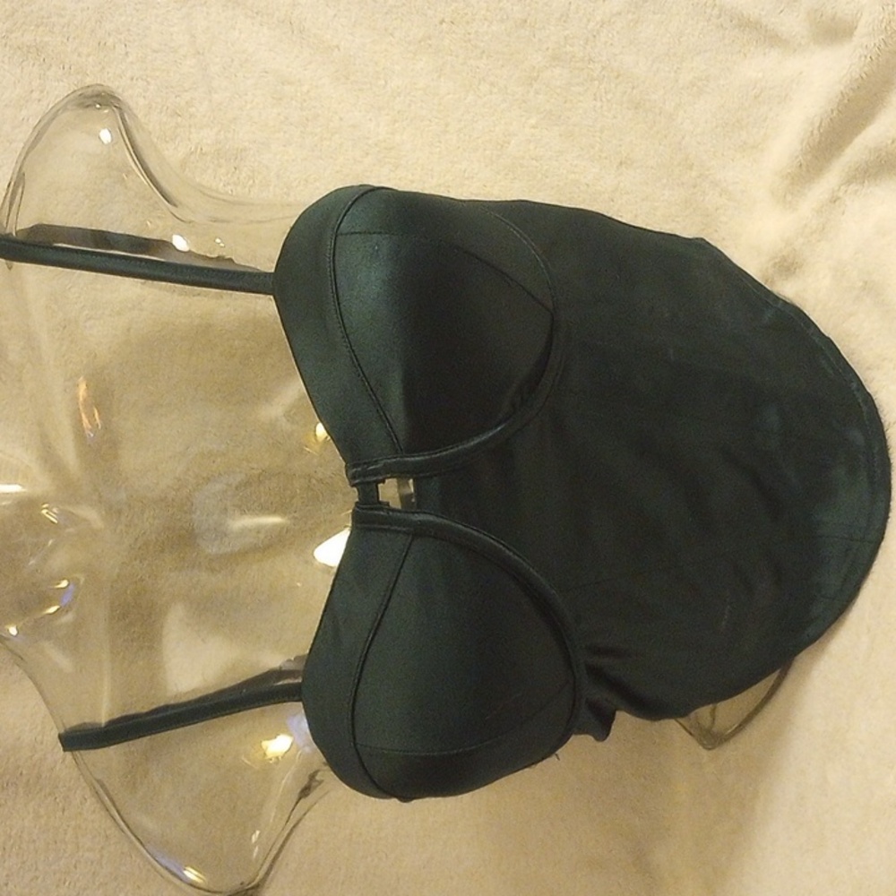Dark Green Bustier Tank Top with Built-In Cups